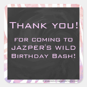 Zebra Monogramm Rosa und Weiß Quadratischer Aufkleber