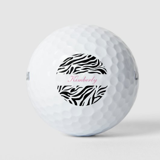 Zebra-Monogramm-Stil Golfball (Vorderseite)