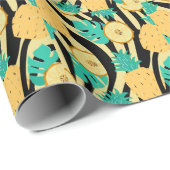 Zebra, Monstera, Ananas: Sommermuster. Geschenkpapier (Rolleneckpunkt)