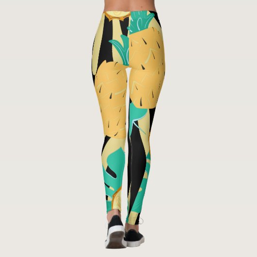 Zebra, Monstera, Ananas: Sommermuster. Leggings (Rückseite)