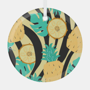 Zebra, Monstera, Ananas: Sommermuster. Ornament Aus Glas