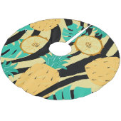 Zebra, Monstera, Ananas: Sommermuster. Polyester Weihnachtsbaumdecke (Schrägansicht)