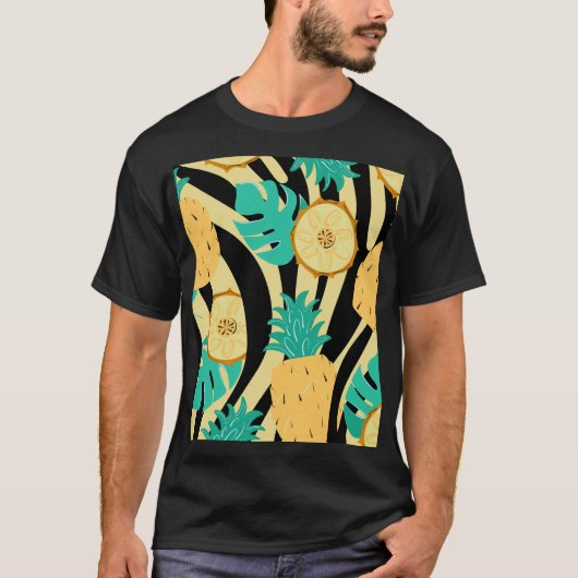 Zebra, Monstera, Ananas: Sommermuster. T-Shirt (Vorderseite)