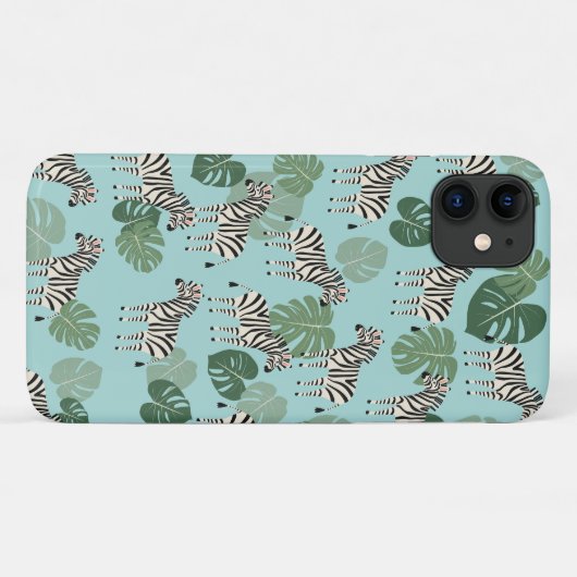Zebra Monstera Pattern Case-Mate iPhone Hülle (Rückseite (Horizontal))