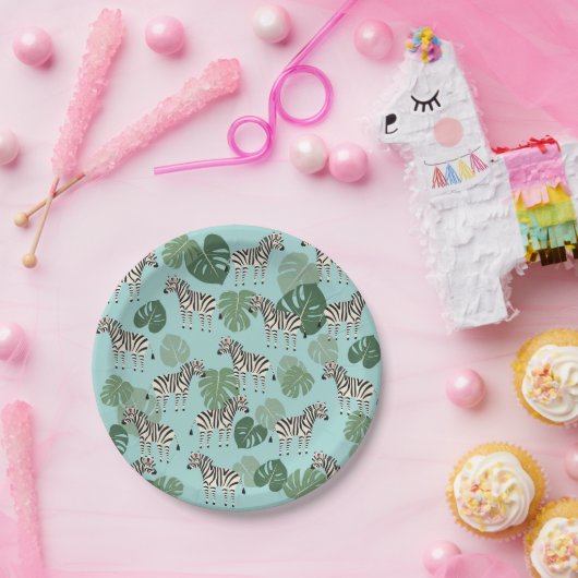 Zebra Monstera Pattern Pappteller (Party)