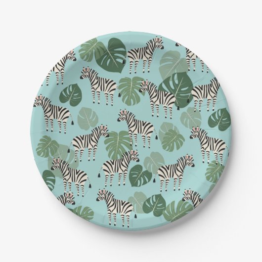 Zebra Monstera Pattern Pappteller (Vorderseite)