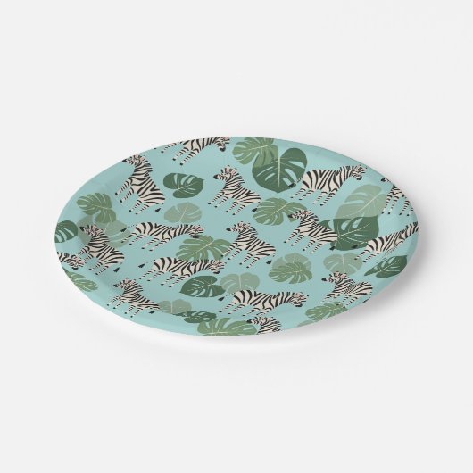 Zebra Monstera Pattern Pappteller (Schrägansicht)