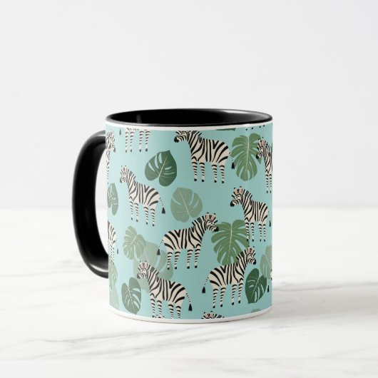 Zebra Monstera Pattern Tasse (Vorderseite Links)