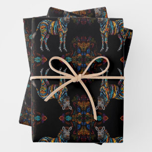 Zebra Mosaic Glasfaser Geschenkpapier Set