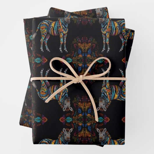 Zebra Mosaic Glasfaser Geschenkpapier Set (Beispiel)