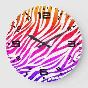 Zebra Multicolore Skin Stripes Pattern-22164 Große Wanduhr