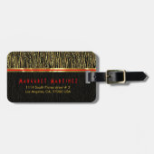 Zebra-Muster 2 Monogramm für Schwarz und Gold Gepäckanhänger (Vorderseite horizontal)