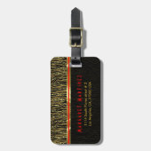 Zebra-Muster 2 Monogramm für Schwarz und Gold Gepäckanhänger (Vorderseite vertikal)