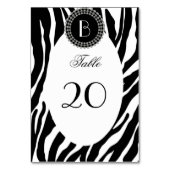 Zebra-Muster bei Tieren und Monogramm Tischnummer (Rückseite)