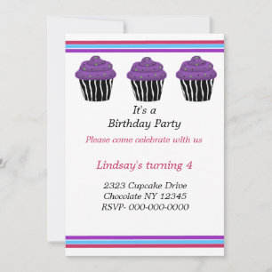 Zebra-Muster-Cupcakes-Geburtstags-Einladung Einladung