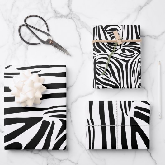 Zebra-Muster Geschenkpapier Set (Vorderseite)