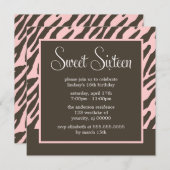 Zebra-Muster in Braun und Rosa Einladung (Vorne/Hinten)