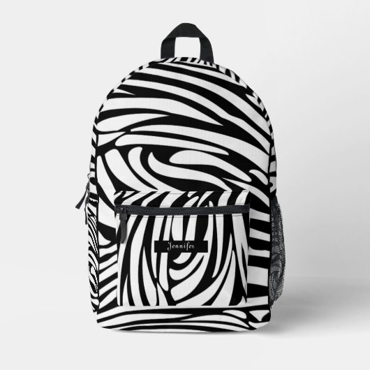 Zebra-Muster in Schwarz und Weiß Bedruckter Rucksack (Vorderseite)