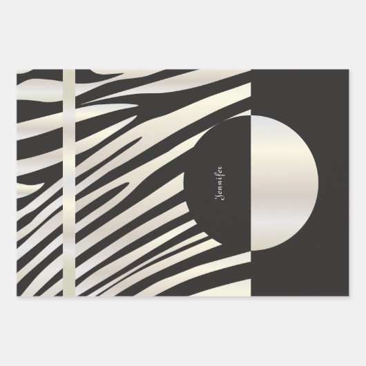 Zebra-Muster in Schwarz und Weiß Geschenkpapier Set (Vorderseite 3)