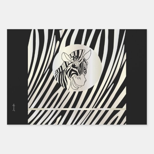 Zebra-Muster in Schwarz und Weiß Geschenkpapier Set (Vorderseite 2)