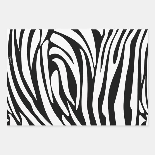 Zebra-Muster in Schwarz und Weiß Geschenkpapier Set (Vorderseite)