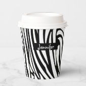 Zebra-Muster in Schwarz und Weiß Pappbecher (Vorderseite)