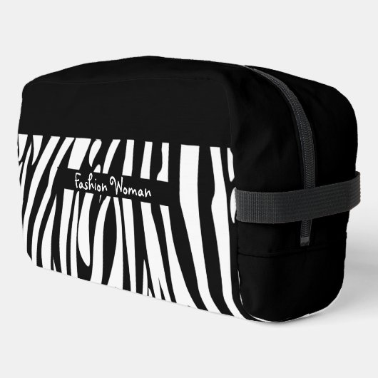 Zebra-Muster in Schwarz und Weiß Waschbeutel (Linke Seite)