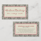 Zebra-Muster in schwarzrosa und beigefarbener Farb Visitenkarte (Vorne/Hinten)