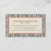 Zebra-Muster in schwarzrosa und beigefarbener Farb Visitenkarte (Rückseite)