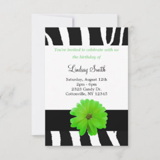 Zebra Muster mit Blume Einladung zum Geburtstag