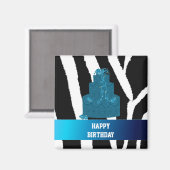 Zebra Muster mit Geburtstagskuchen Magnet (Vorderseite/Rückseite)