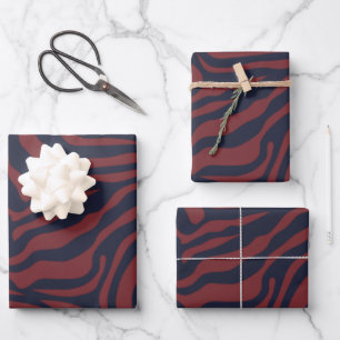 Zebra Muster Modern Christmas Preppy Animal Print Geschenkpapier Set