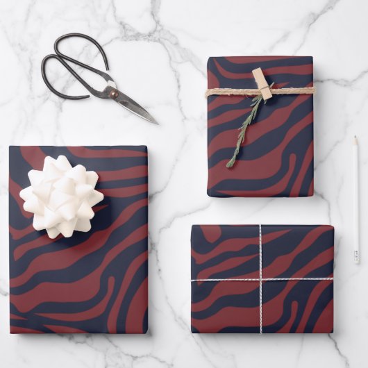 Zebra Muster Modern Christmas Preppy Animal Print Geschenkpapier Set (Vorderseite)