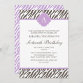 Zebra-Muster Monogramm Einladung (Vorne/Hinten)