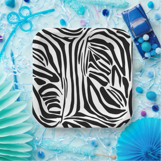 Zebra-Muster Pappteller (Party)