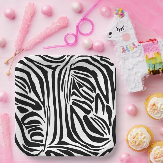 Zebra-Muster Pappteller (Party)