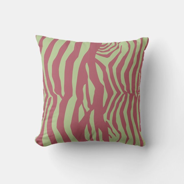 Zebra Muster Pillow in Brick Red und Spring Green Kissen (Vorderseite)