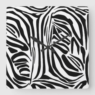 Zebra-Muster Quadratische Wanduhr
