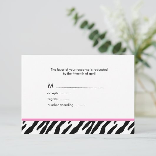 Zebra Muster Response Cards RSVP Karte (Stehend Vorderseite)