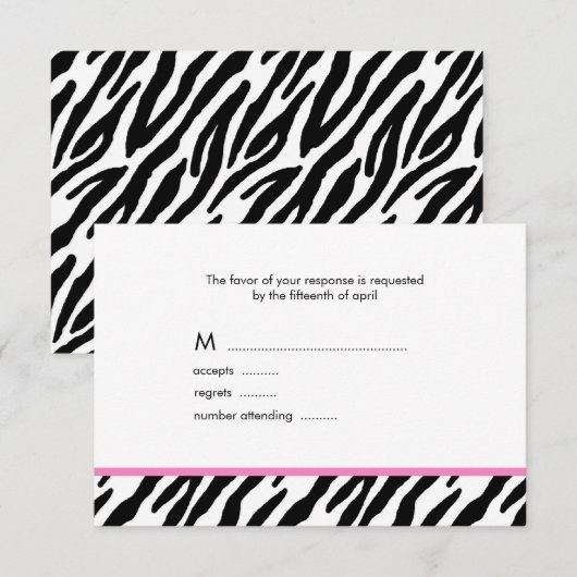 Zebra Muster Response Cards RSVP Karte (Vorne/Hinten)