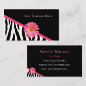 Zebra-Muster-Rosa-Gänseblümchen Visitenkarte (Vorne/Hinten)