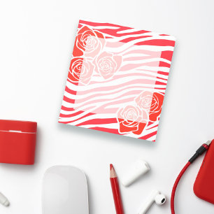 Zebra-Muster + rote Rosen Notizblock