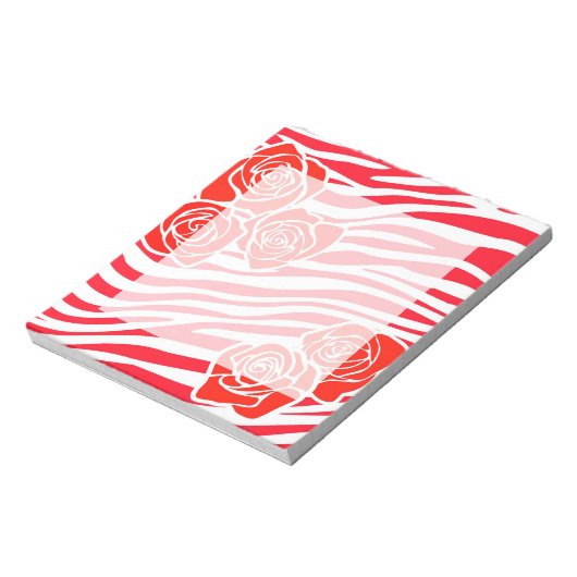 Zebra-Muster + rote Rosen Notizblock (Rotiert)