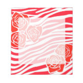 Zebra-Muster + rote Rosen Notizblock (Vorderseite)