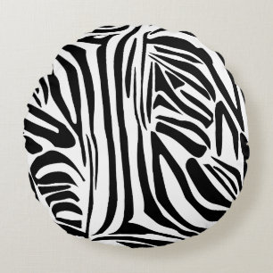 Zebra-Muster Rundes Kissen