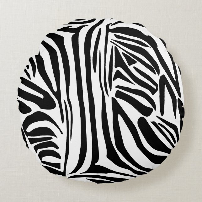 Zebra-Muster Rundes Kissen (Vorderseite)