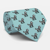 Zebra-Muster - Schwarz auf hellblau grün Krawatte (Gerollt)