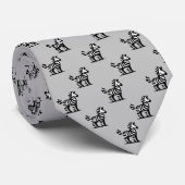 Zebra Muster - Schwarz auf leicht grau Krawatte (Gerollt)