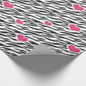 Zebra-Muster und rosa Herz-Umschlagpapier Geschenkpapier (Ecke)