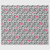 Zebra-Muster und rosa Herz-Umschlagpapier Geschenkpapier (Flach)